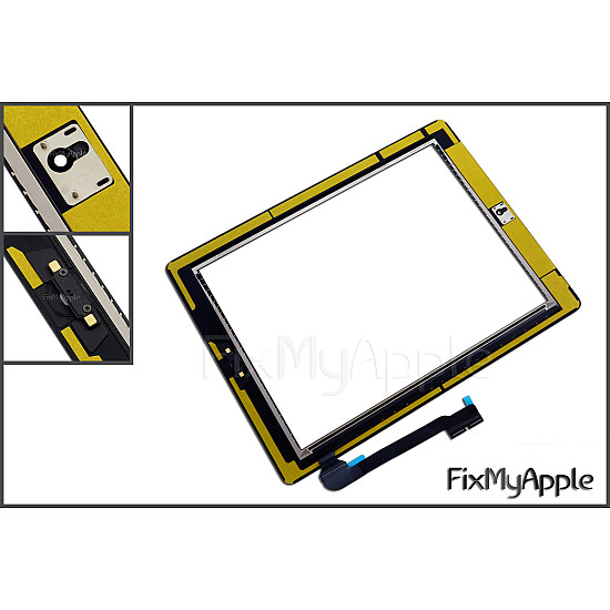 Glass Digitizer Assembly with Home Button, Camera Bracket and Adhesive - Black for iPad 4 (iPad with Retina display)
